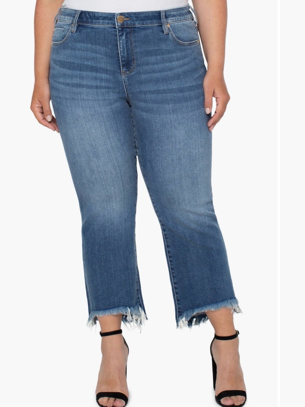Hannah Frayed Crop Flare Jeans (Plus) - Liverpool